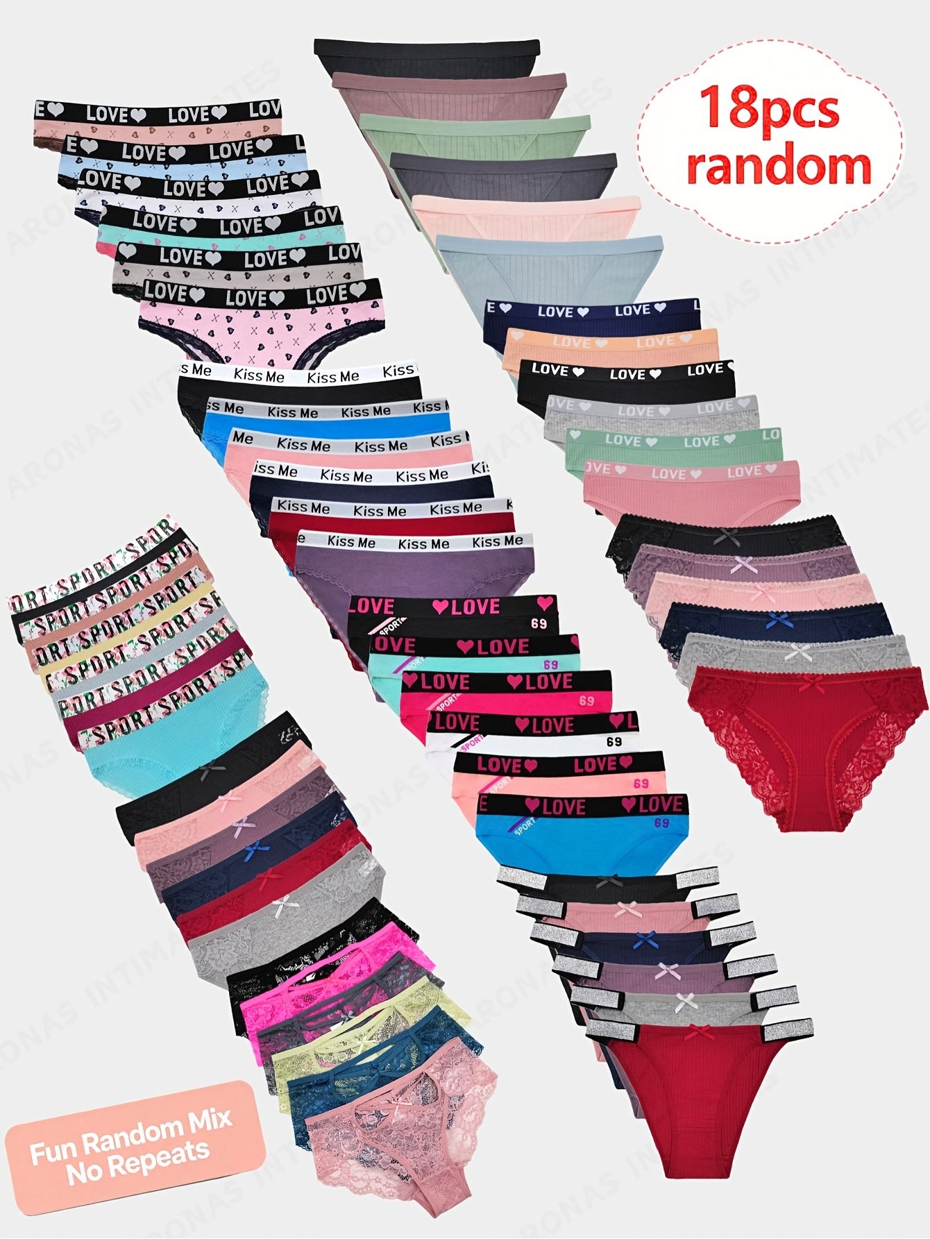 18 Pairs of Women's Lace Thong Panties for Spring and Summer, Randomly Assorted