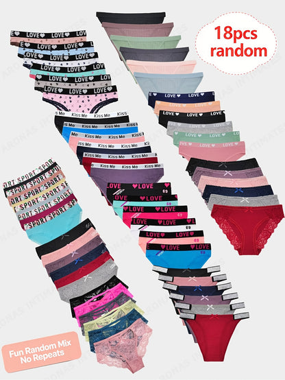 18 Pairs of Women's Lace Thong Panties for Spring and Summer, Randomly Assorted