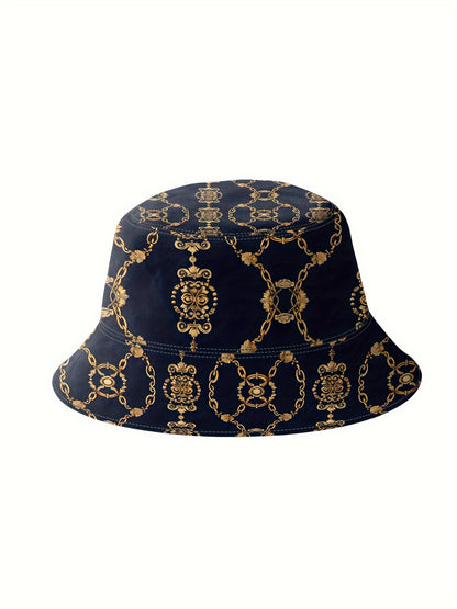 Men's 3pcs retro Outfit beach set, Golden chains sportswear, Hawaiian sportswear set, shirt beach shorts and fisherman hat Bucket Hat