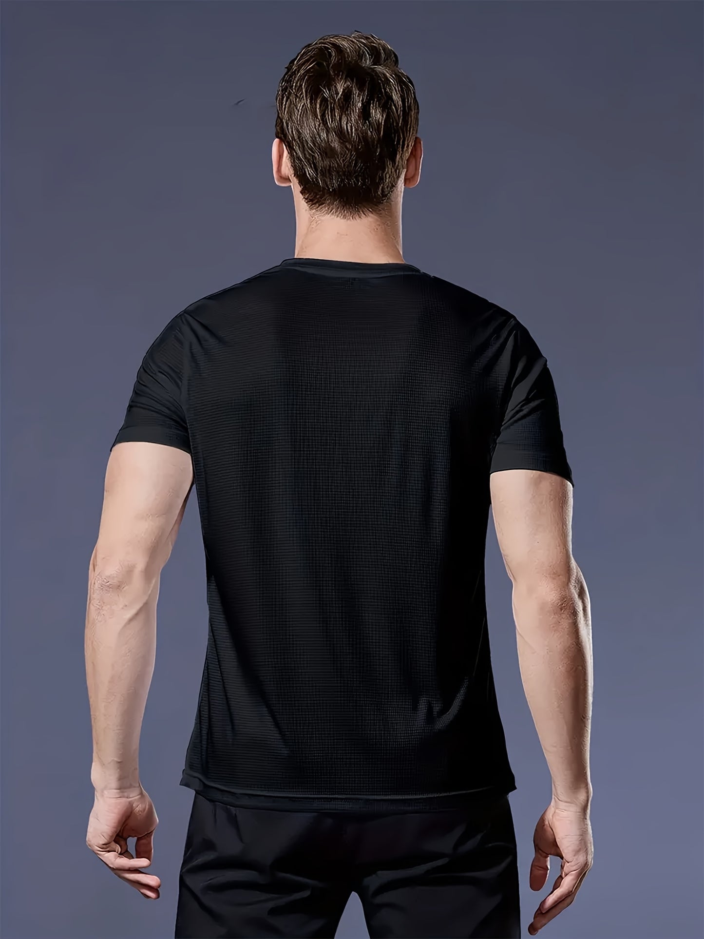6pcs Men'S Sports Shirt Short Sleeved Sports Top Quick Drying Round Neck Running T-shirt