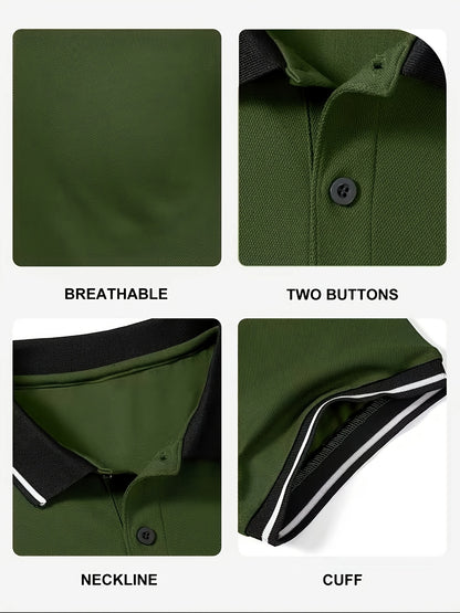 6pcs - Men's Polo Shirt Short Sleeve Sports Golf Polo Shirt Men's Casual Summer Outdoor T-shirt