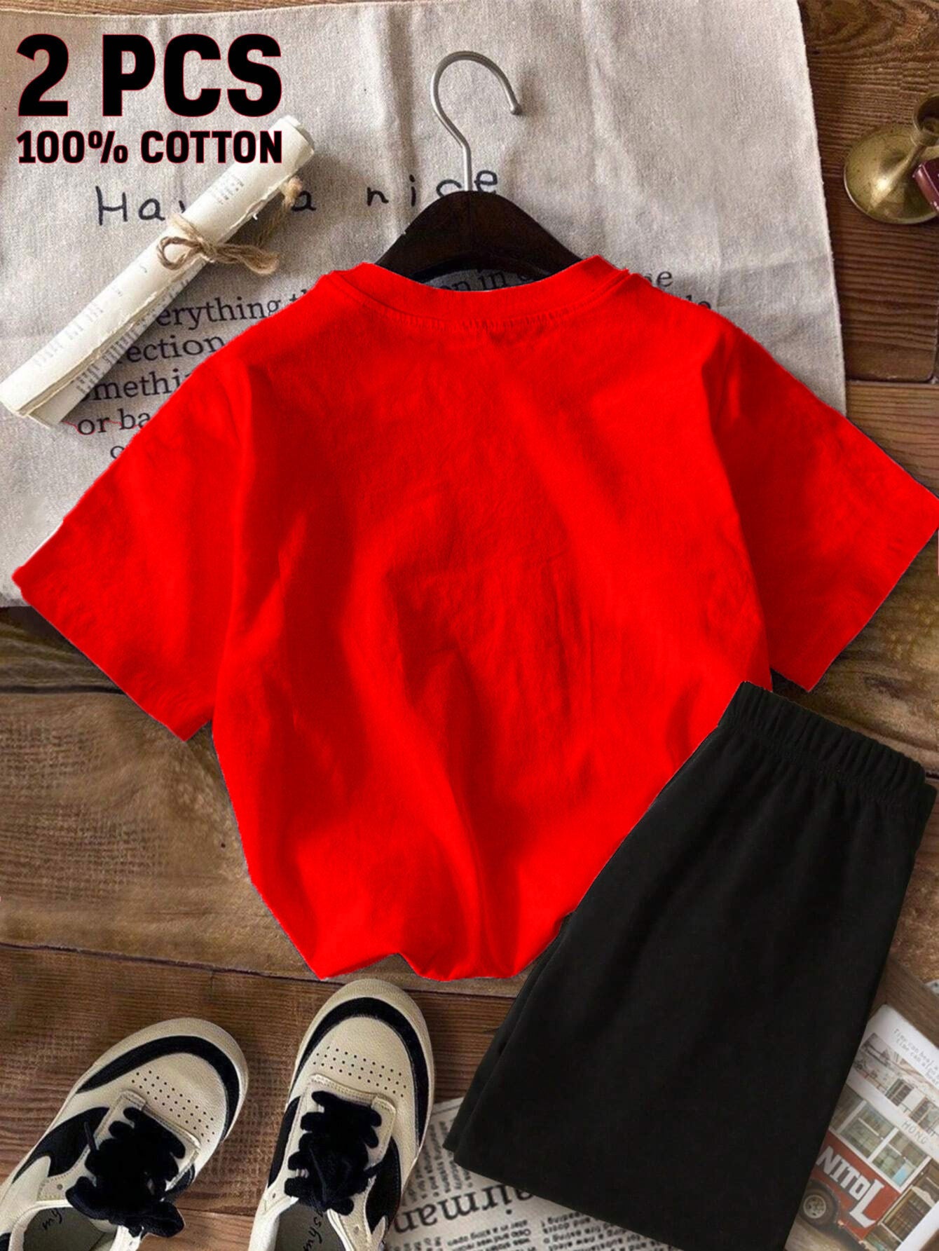 2pcs New Summer Girl The Wheels On The Bus Go Round And Round Short Sleeved 100% T-Shirt and Shorts 2pcs Set Perfect for Outdoor