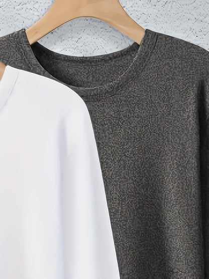 Plus Size - Plus Size - Women'S Casual Solid Color Long Sleeve T-Shirt 3pcs Set