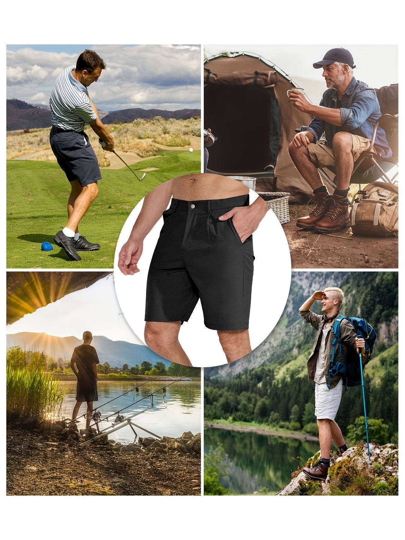 Men's Golf Shorts 9" Hiking Work Sports Casual Stretch Quick Dry High Quality Lightweight Work Shorts with 5 Pockets Quick Dry, Stretchy Comfort for Hiking & Leisur