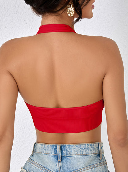 7 Random Colors of Women'S Sports Halter Tops, Easy Solid Color, No Padding, Breathable for Yoga