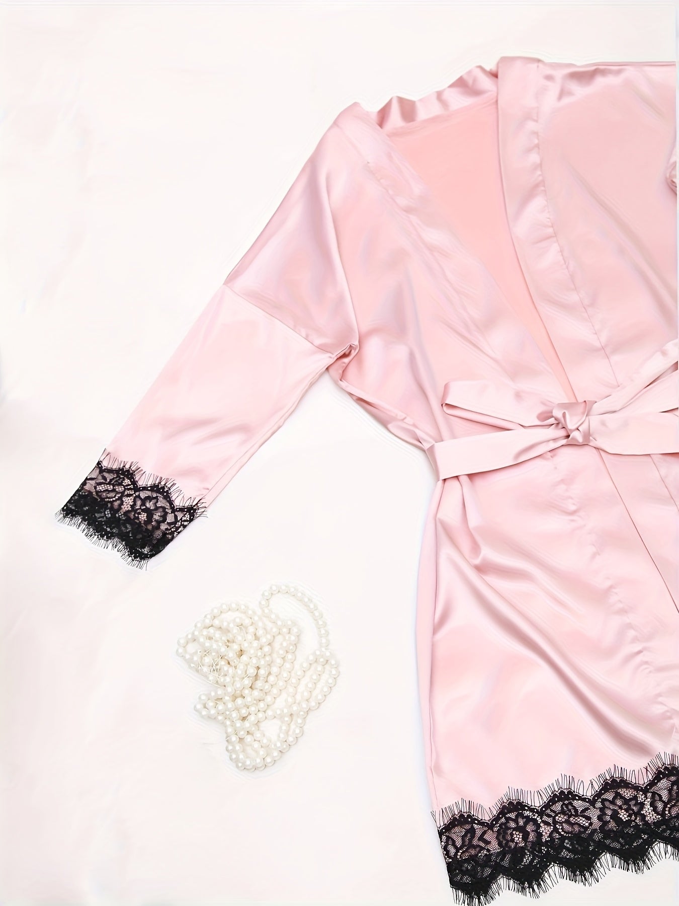 Women's Sleepwear, Home Clothes, Bathrobe 5pcs Set, Multi-color, No Pattern, Sexy, Solid Color, Contrasting Lace, No Lining, Belt, Adult Style, Comfortable and Breathable Fabric, Essential for Lovers to Save Money