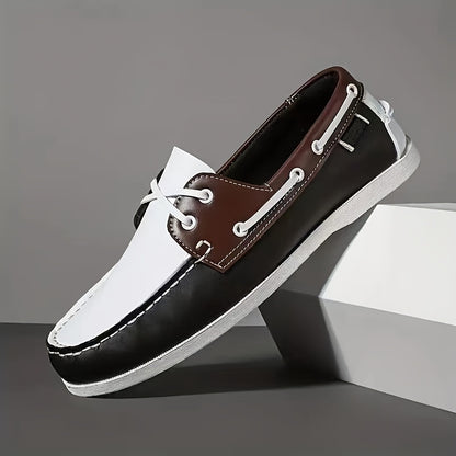 Men's Stylish Color Block Loafers, Comfortable Retro Soft-Soled Sneakers