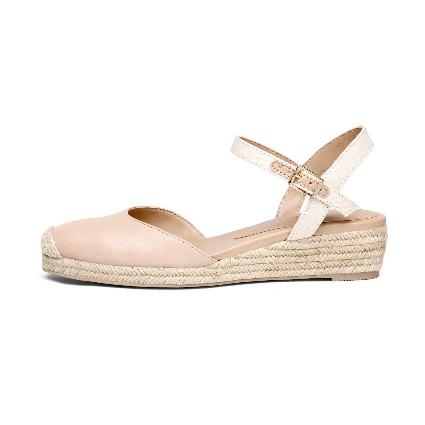 Women's Closed Toe Elastic Ankle Strap Espadrilles Wedge Sandals Soft Emulsion Insole Wedge Sandals