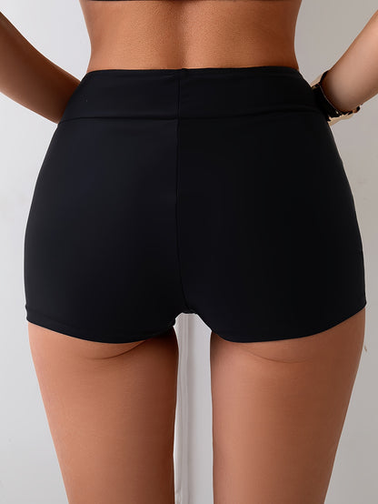 ADMYYROL Women's High-Elasticity Solid Color Brief Swim Shorts - 4-Way Fit, Hand Wash Only, Non-Transparent for Beach, Pool & Water Sports, Beach Swimwear | Highwaisted Swimwear | Smooth Compression Fabric, High Waisted Swimsuit