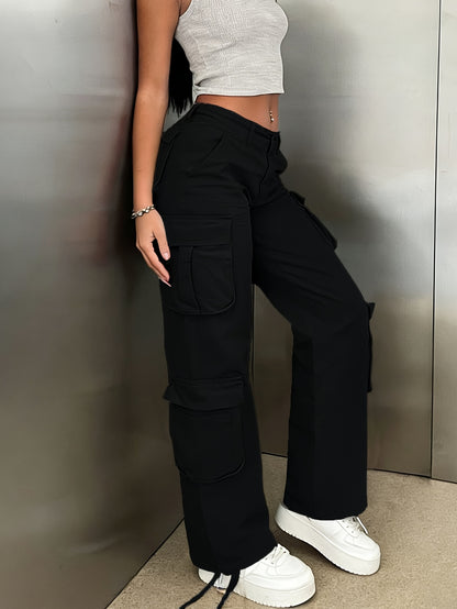 Y2K Style Retro Wash Water Era Feel Women's Work Pants, Basic Multi-functional Pockets Are Very Suitable for Street Travel.