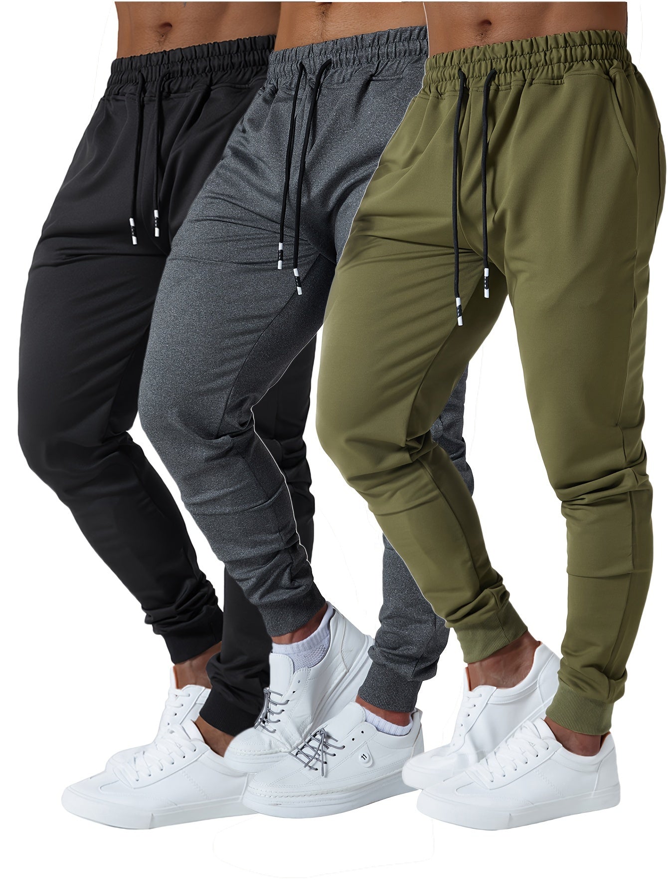 Set of 3 Men'S Athletic Joggers, Stylish Sweatpants for Sports