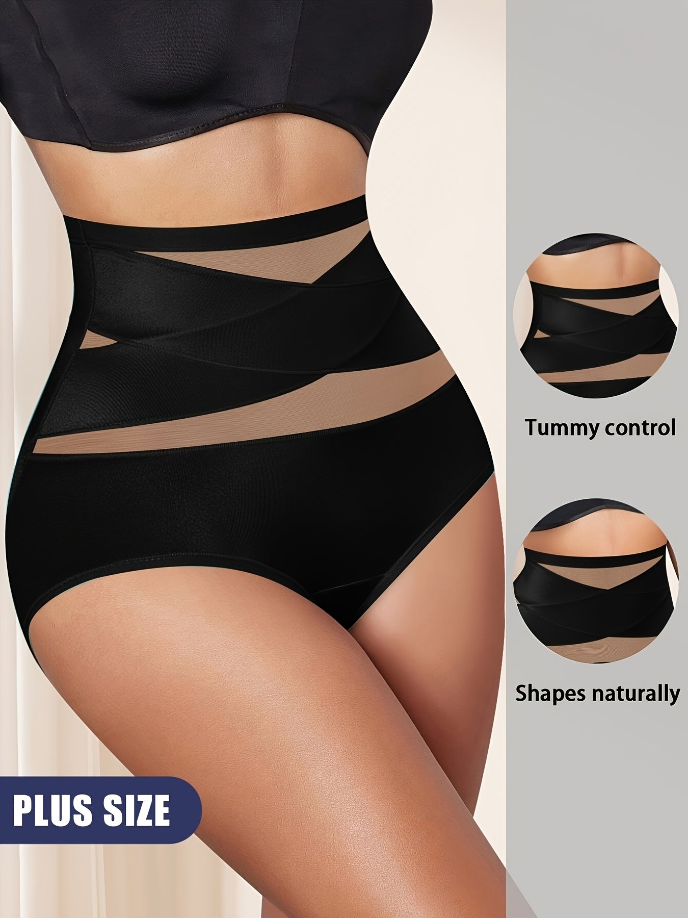 4pcs Fashionable Plus size Women'S Briefs High waisted Tummy controlling - product view 2