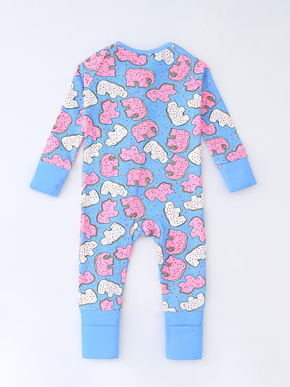 Snug-Fit Baby Sleeper: Elephant And Zebra Animal Friends Print. Two-Way Zipper, Fold-Over Cuffs. Soft, Machine Washable for 0-3 Years. Perfect for All-Season Outdoor Wear, for Outdoor