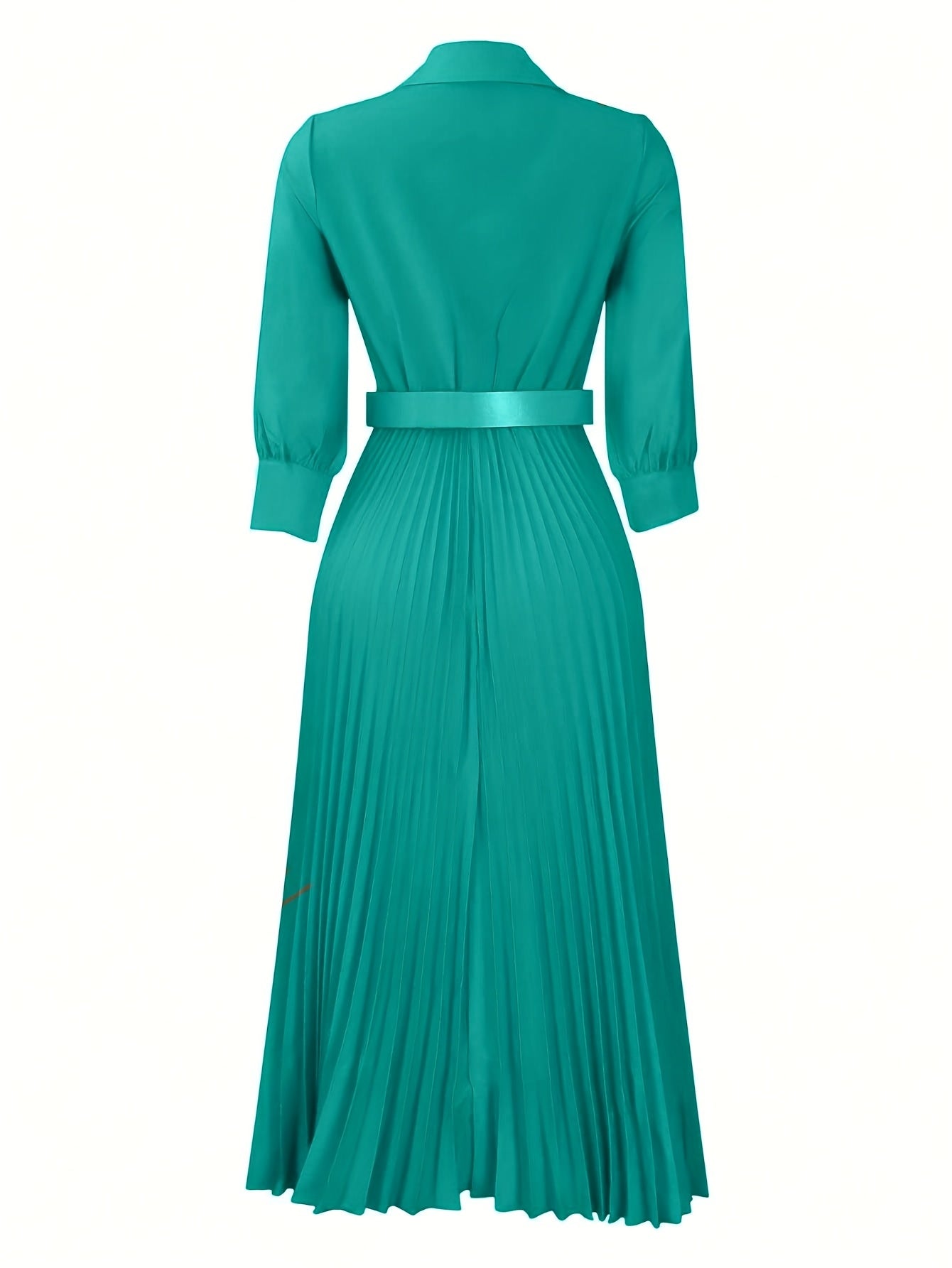 Women's Dress, 3/4 Sleeve Flared A Line, Casual Semi Formal with Belt, Wedding Guest Office Lady