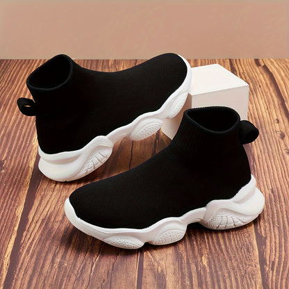 2025 Spring And Autumn Season New High Top Socks And Shoes For Boys And Girls' Daily Wear, Convenient, Fast, Comfortable, Soft And Breathable Inside, Suitable For Campus Life And Running