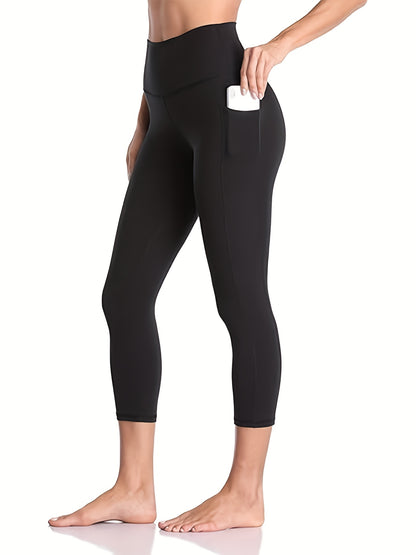 Women'S Capri Yoga Pants with Pockets Essential High-Waisted Leggings for Workout