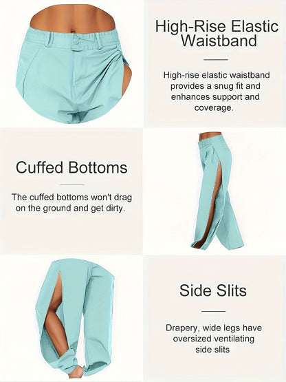 Introducing a New 4pcs Women'S Set Available in Four Distinct Colors. These High-Waisted, Elastic Bootcut Pants Feature a Stylish High-Split Design, Making Them Perfect for Spring, Summer, And Fall. They Are Breathable, Comfortable