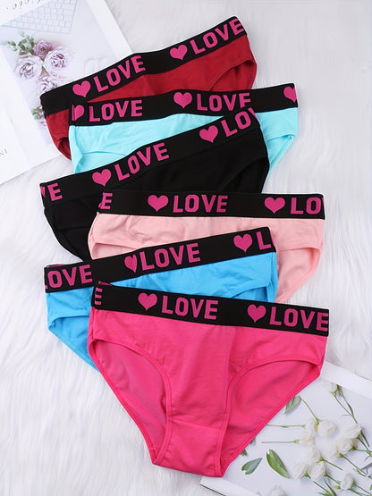 6 Seamless Letter Printed Color Blocked Triangle Pants, Sexy, Comfortable, Breathable And Elastic Underwear, Women's Underwear And Underwear