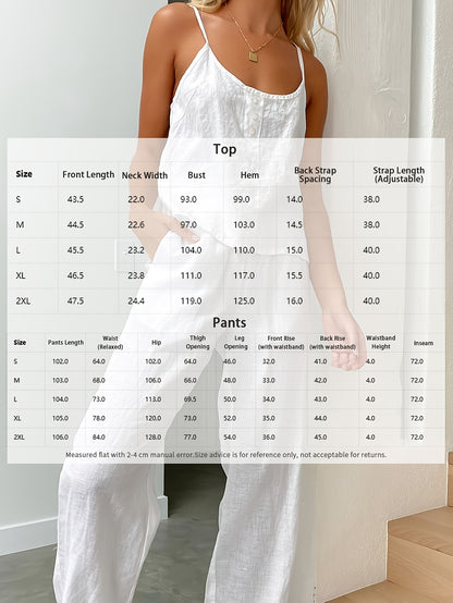 2pcs New Sleeveless Camisole Pants Two-piece Set, Loose And Fashionable Outerwear, Women's Fragrance Style