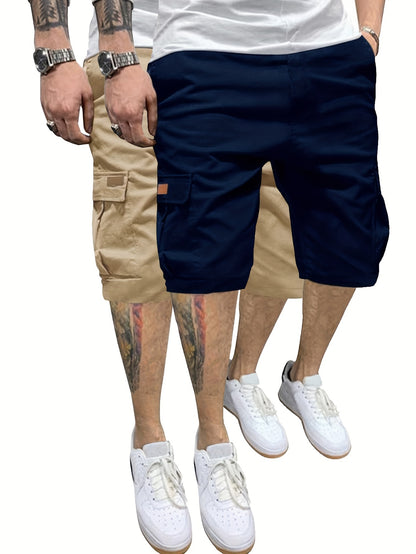 EXARUS Men'S Lightweight Quick-Dry Fishing And Hiking Shorts with Expandable Waist, 2pcs Set for Outdoor Casual Wear