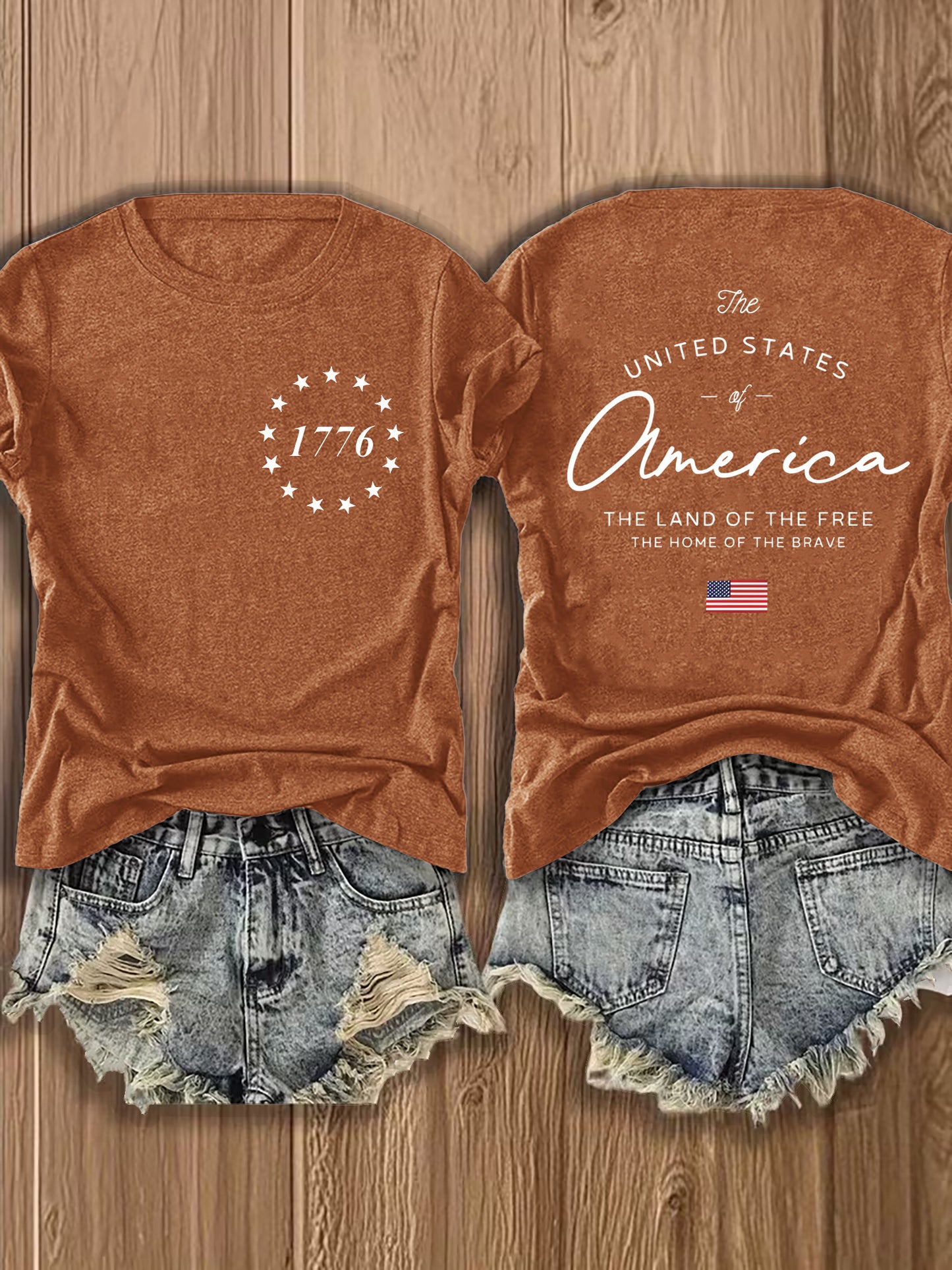 Women' US Flag T-Shirt with 1776 Design & American Symbols - Breathable Short Sleeve Top, Casual Streetwear Blouse-Compatible for - Wear Suitable for Fall Outfits, 4th of, Casual Attire, Machine Washable Non-