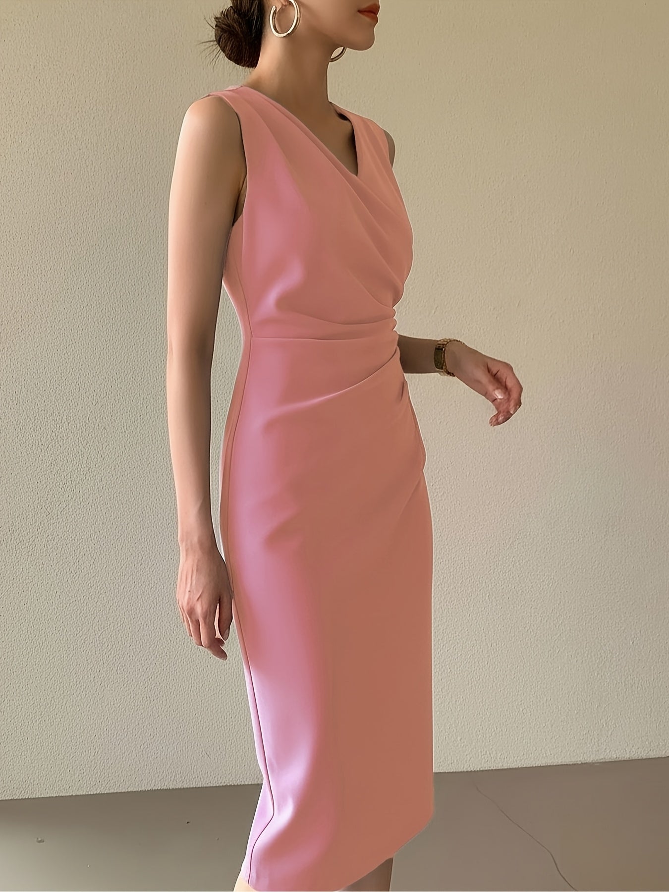 Women'S Spring-Summer V-Neck Sleeveless Dress | Minimalist Elegant Design Showcasing Premium Temperament, Ideal for Commuting And Light Business Occasions to Create Neat Exquisite Looks
