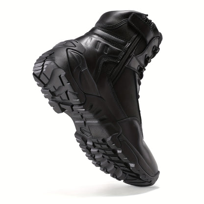 Men's Tactical Boots 8-Inch with Side Zipper Lightweight High Quality Motorcycle Combat Boots Non-Slip Comfortable Hiking Boot Trekking Outdoor Hiking Jungle Running Mountaineering