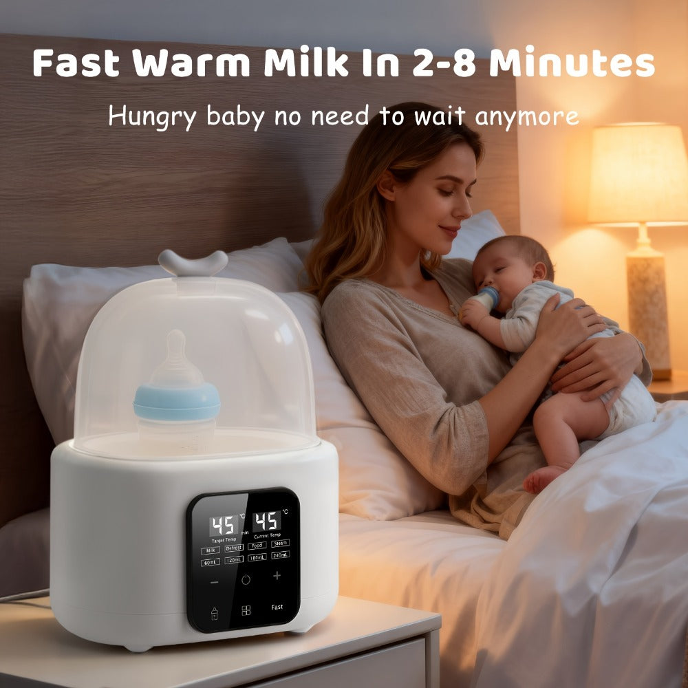 6-in-1 Electric Bottle Warmer - Timer, Defrost and Keep-Warm Modes