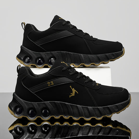 This Air Cushion Casual Sneaker Is Specifically Designed For Outdoor Sports. It Features A Comfortable PU Upper And Offers Color Schemes Of Black And White, As Well As Black And Golden, Making It Ideal For Outdoor Running And Casual Wear.