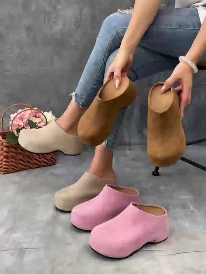 Women's New Style Mule Shoes, Thick Sole Round Toe Fashion Casual Comfortable Versatile Plus Size Women's Footwear, Clogs for Women, Slippers for Women, Women's Height-Increasing Shoes, Women Shoes
