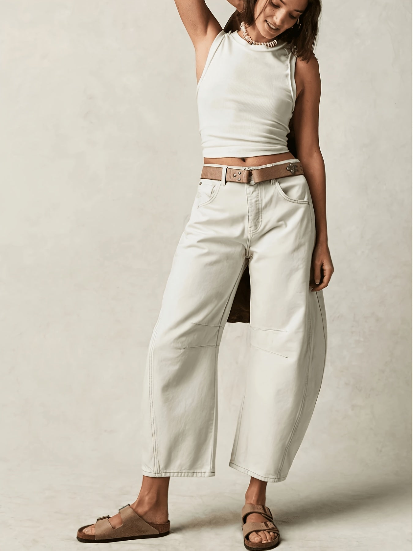 Women's Beige Jeans - product view 9