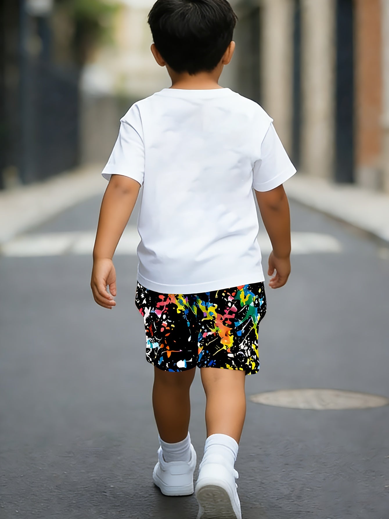 3-10Y Boys & Girls Children's Outfit Set: Trendy Letter T-Shirt + Colorful Breathable Shorts, Perfect for Outdoor