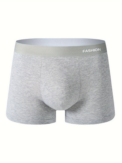 Men's Trendy Solid Color Boxer Shorts, Plus Size Men's High-Quality Breathable Fashion Underwear