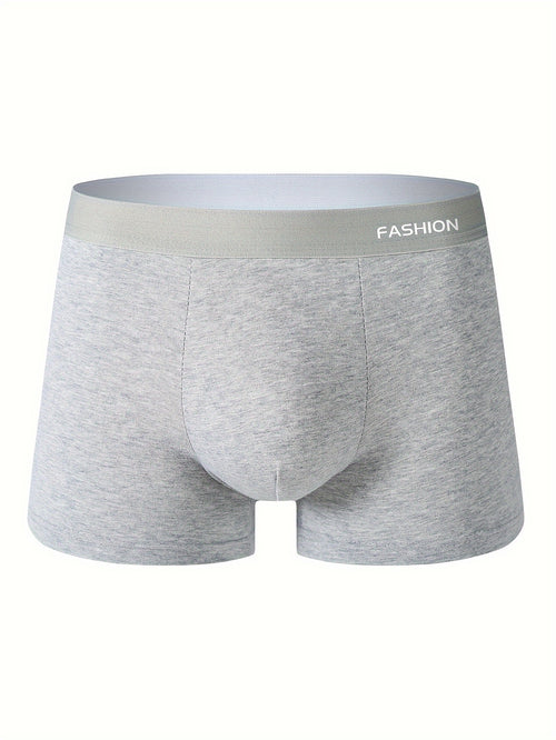 Men's Trendy Solid Color Boxer Shorts, Plus Size Men's High-Quality Breathable Fashion Underwear