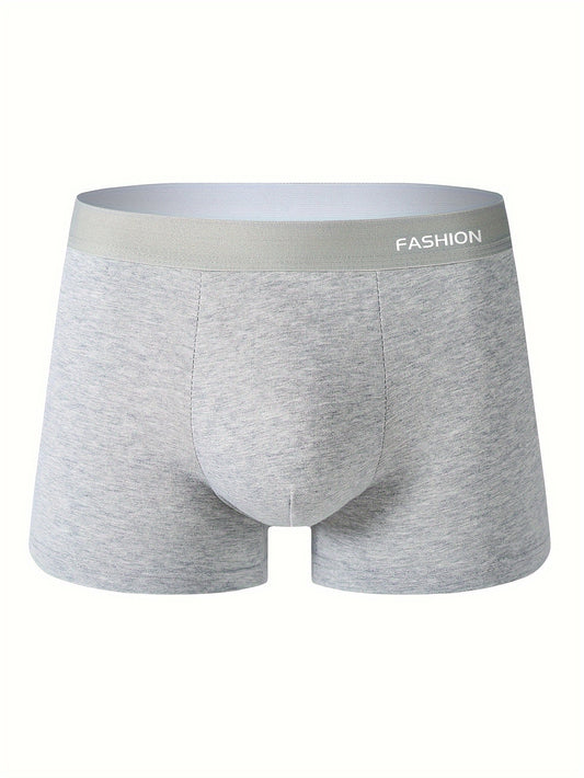 Men's Trendy Solid Color Boxer Shorts, Plus Size Men's High-Quality Breathable Fashion Underwear