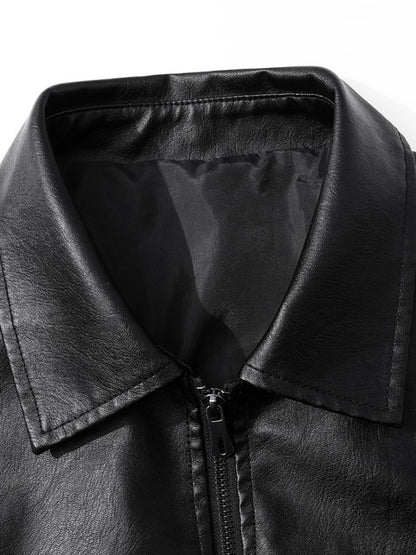 New Men'S Jacket, Stylish And Trendy, with Lapel And Zipper Design, Plus Size