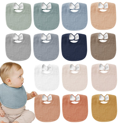 10-Pack Soft Baby Bibs for Boys & Girls - Snap Closure Bandana Bibs with Absorbent Muslin Bib Suitable for Drooling, Teething,, Baby Shower Gifts, New Mom Gifts, Drool Bibs for Mealtime & -the-