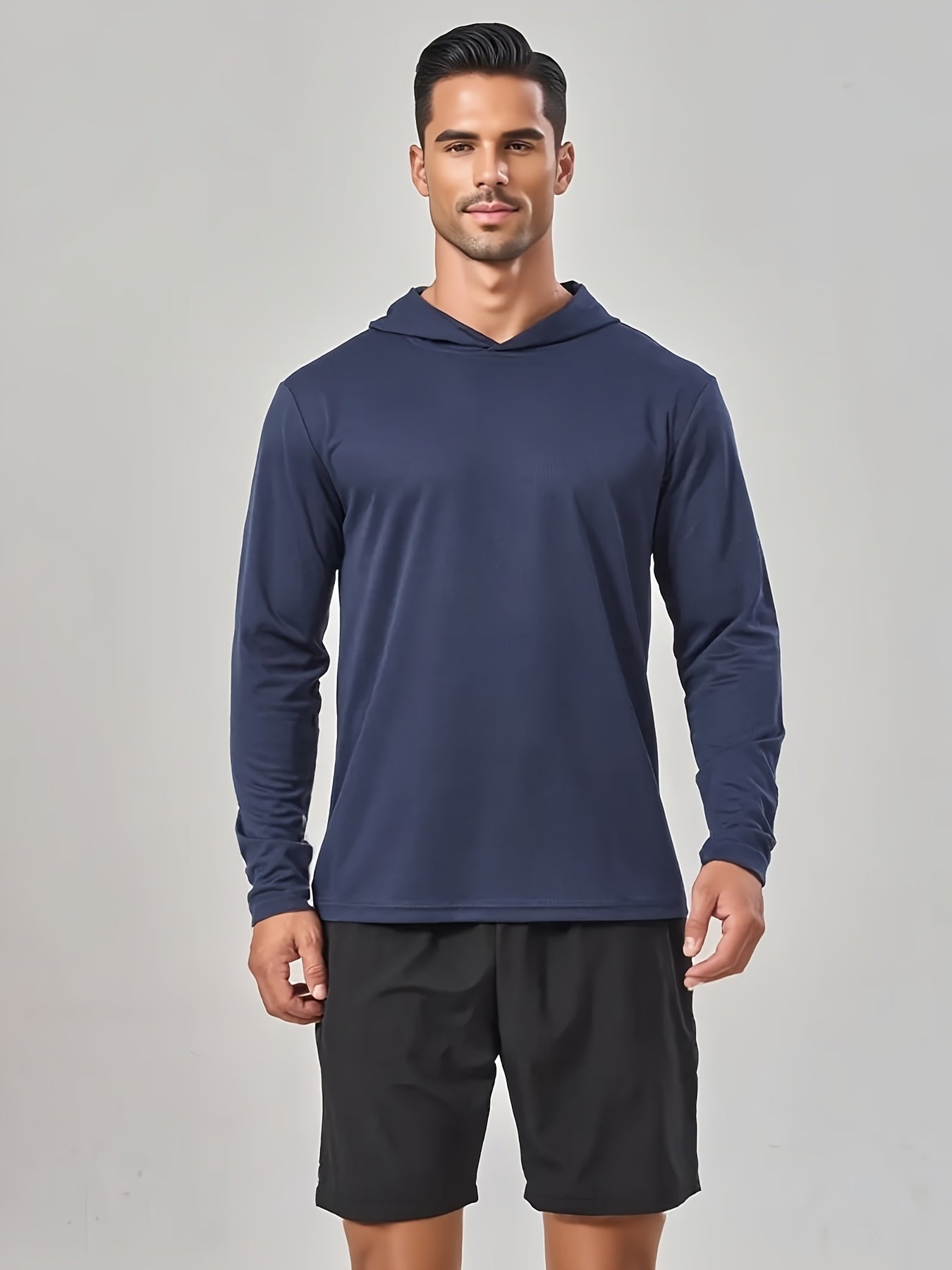 6-Pc Men'S Long-Sleeve Solid Color Hooded Comfort T-Shirt, Made of Soft And Breathable Fabric, Plus Size