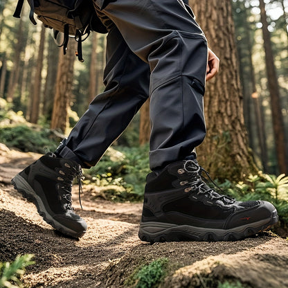 [Waterproof Hiking Boots] Men's Waterproof Hiking Boots Outdoor Mid High Backpacking Mountaineering Trekking Shoes Non-Slip Durable Lightweight for Travelling Camping Rocky Mountain Trail