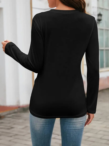 Faith Name Printed T-Shirt - Soft Stretch Long Sleeve Top Suitable for Spring Summer Fall, Casual Casual Attire with Asymmetric Faith Name Print, Machine Washable Blouse (No)