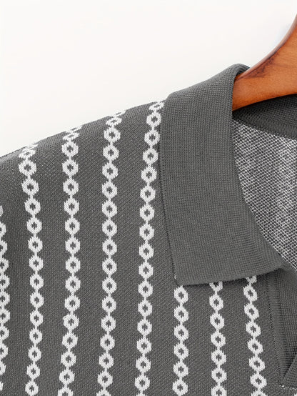 Men's Knitted Polo Top Business Leading Short Sleeve Golf Casual Polo Top