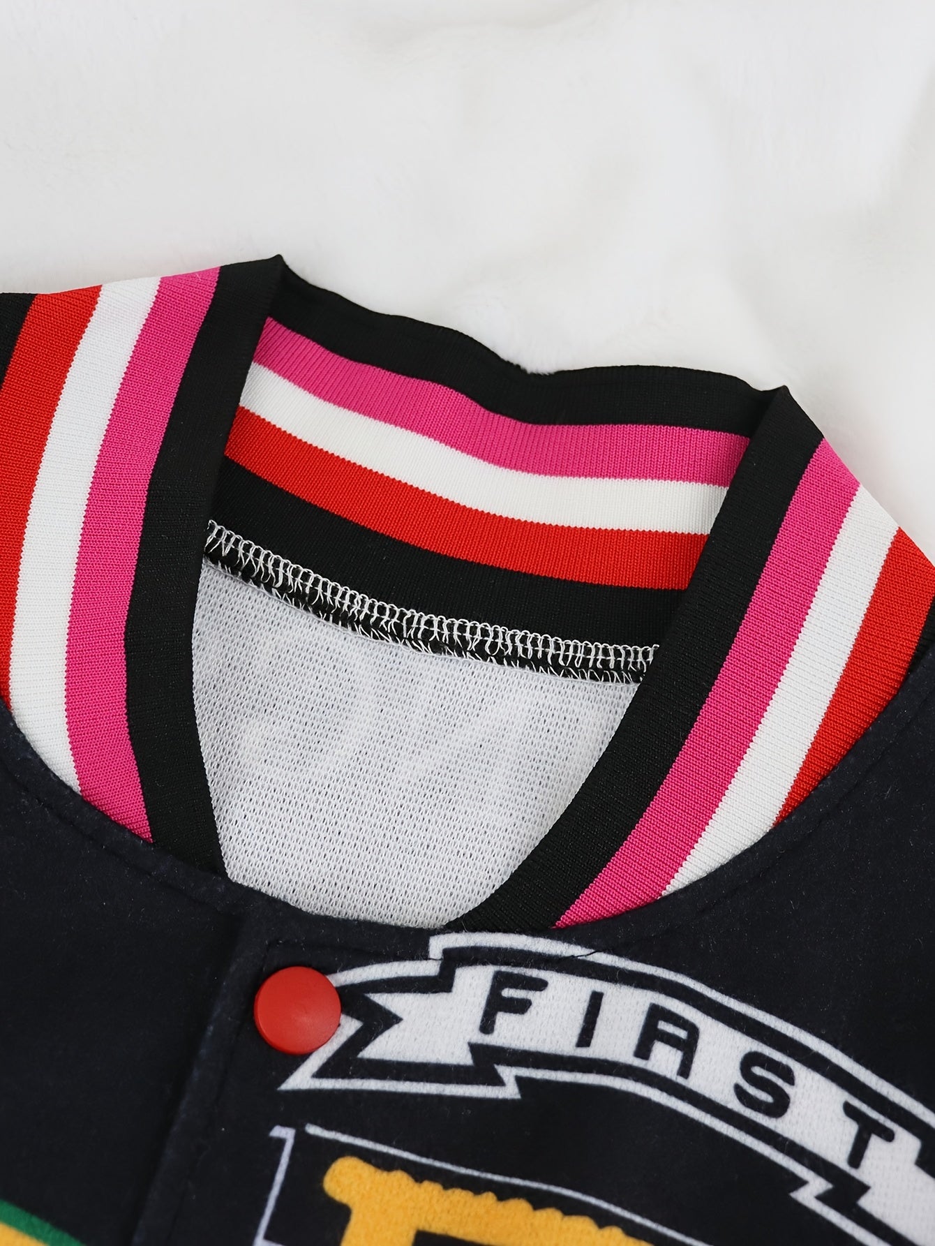 Casual Baseball Bomber Coat for Women Featuring a Color Block Design And Letter Print, Complete with Long Sleeves