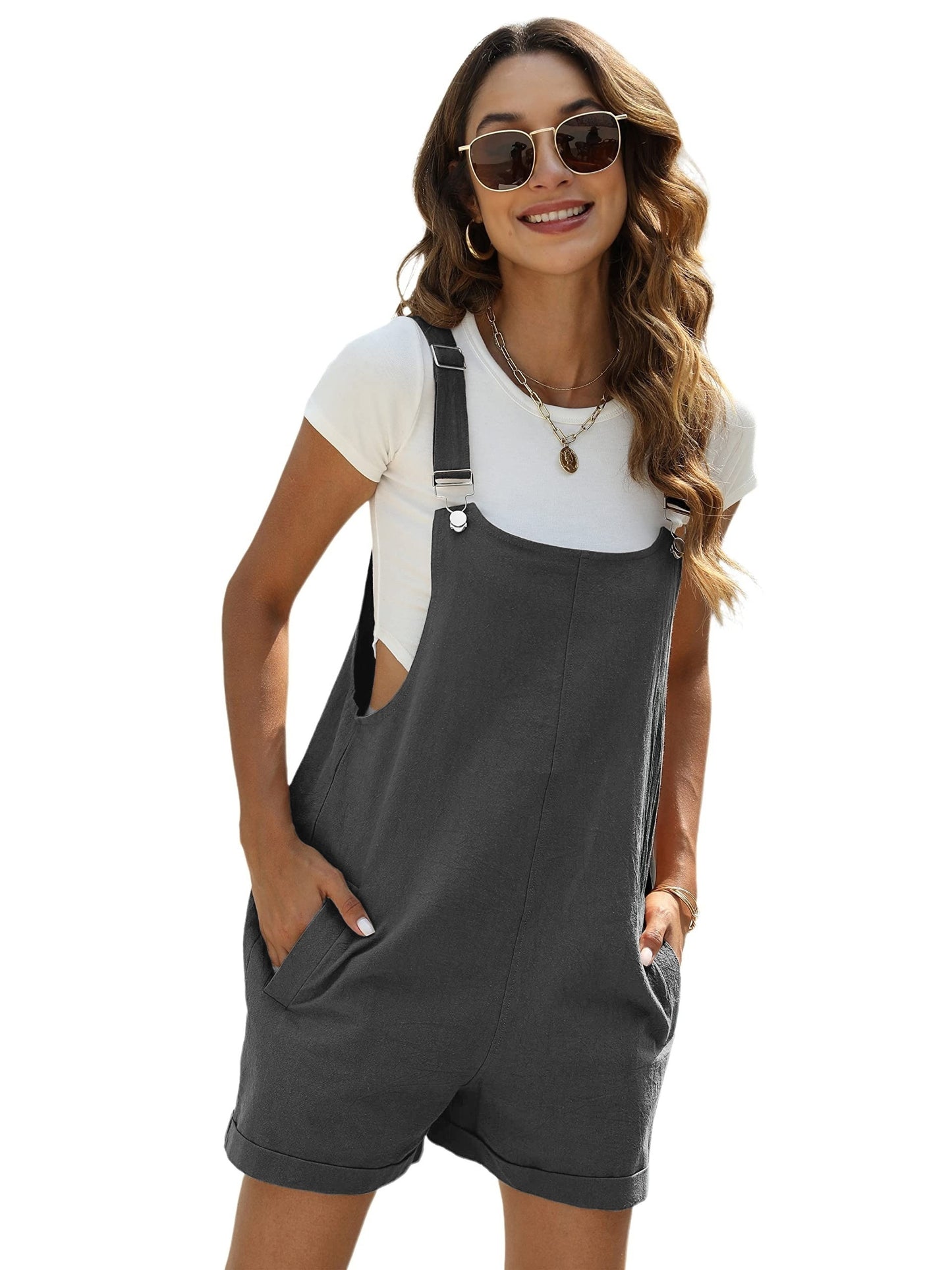 Sleeveless Jumpsuit for Women Made of -Linen Blend, Featuring a Comfortable Palazzo Style with Pockets, Perfect for Casual Wear from Spring to Fall And Easy to Maintain