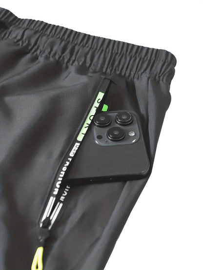 Women'S Heavy-Duty Cargo Pants with Multi-Zipper Pockets & Neon Green Zippers - Belt-Like Waist Drawstring, Full-Length Trousers for Outdoor, Travel - Casual Pants (Neon Green Accent, Spring/Fall) - No-Leg-Slip Design