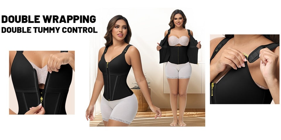 Extreme Latex Corset Waist Vest With Bra, Sports-Style Underwear Corset Belt, Adjustable Straps, Tummy-Control Shaping Pants, Detachable Straps With Zippered Crotch, Summer'S Top Choice For Layering