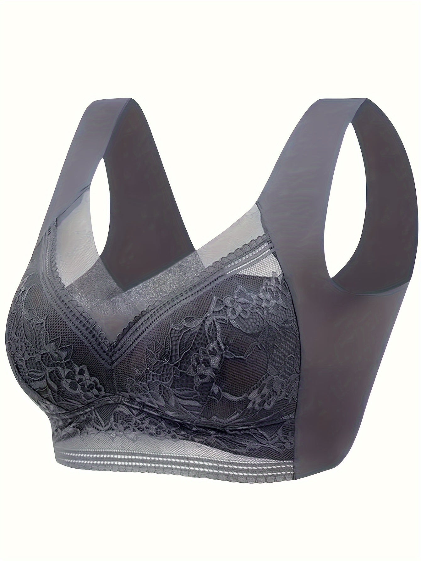 4pcs, Lace in Large Size, Vest with Traceless Ice Gathered Breathable Thin Style, Bra with Beautiful Back, Large Chest and Small Fixed Bra