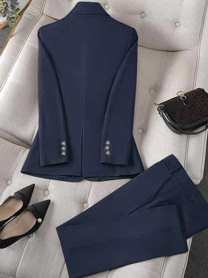 Solid Color Single Button Long Sleeve Single-Breasted Waistcoat Suit Pants Two-Piece Set