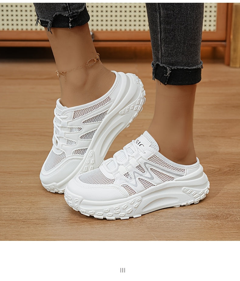 Women'S Casual Summer Shoes with Thick Soles And Versatile Slippers, Easy And Breathable Mesh Surface, White And Comfortable., Women Shoes