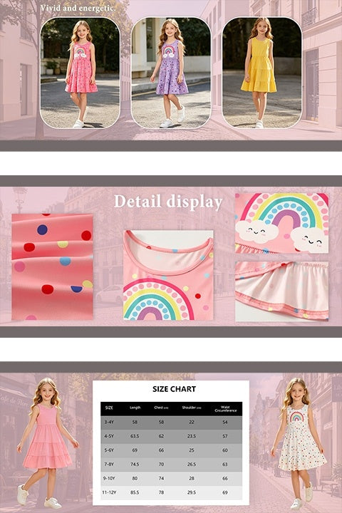 3pcs Summer Girls 8 Years Sleeveless Dress Holiday Gift Party Teenage Dresses Children Casual Dressy Pop Girls Dress 10 Years Chic Peplum Casual Skirt Sleeveless Suspenders