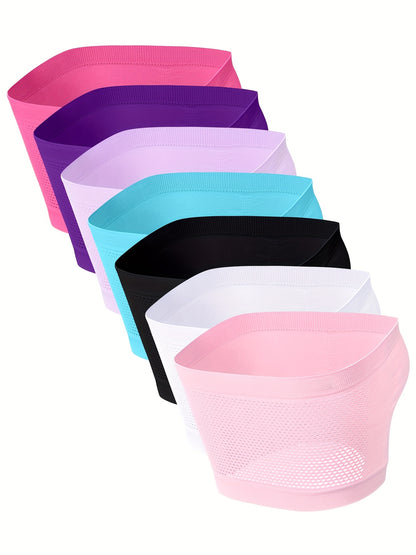 7-pack High Elasticity Strapless Bra with No Padding, Women's One-piece Strapless Bra, Breathable Mesh, Seamless Strapless Bra